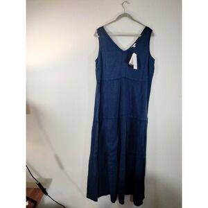 Wonderly Oversized Cotton Gauze Tiered Maxi Dress V-Neck Sleeveless NWT